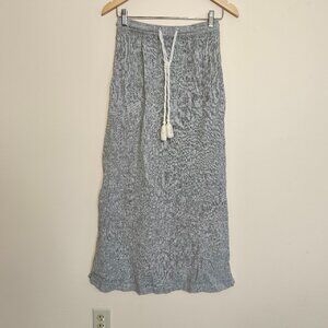 Tahari 100% Linen Crepe Side Slits Maxi Skirt sz XS Gray Beach Natural Fibers